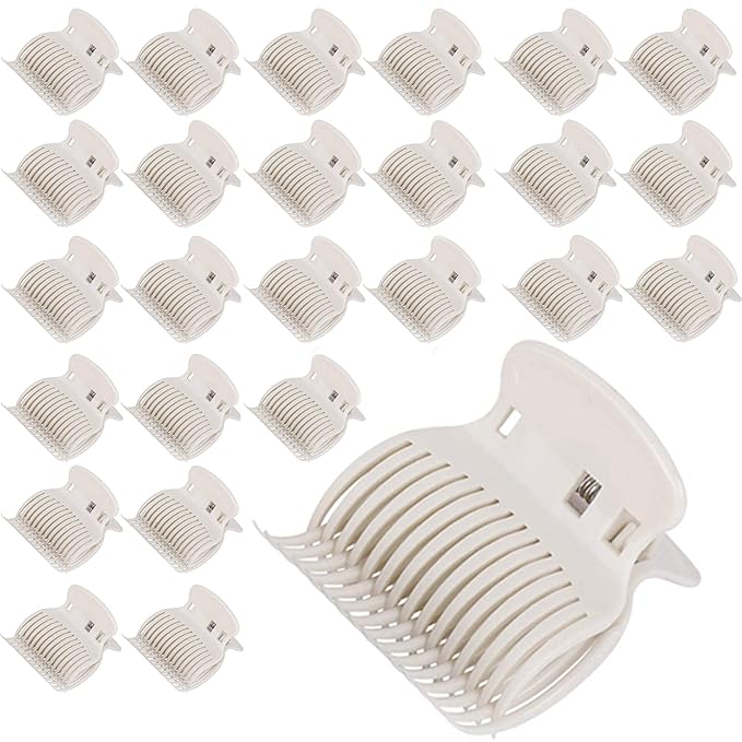 Tbestmax 24 Hot Roller Clips for Hair Curler Claw Clip Replacement Hair Section Styling for Women Girls White
