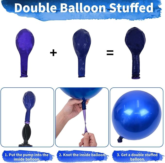 Blue Balloons, 12 Inch Double Stuffed Metallic Light Blue Mixed Latex Balloon - Image 3