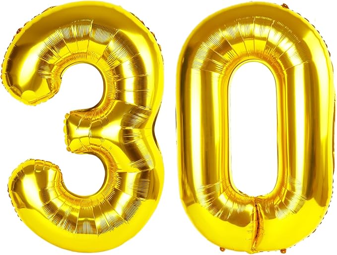 30 Balloon - Gold Birthday Number Balloons, 40 Inch Decorations Men Women | by ALPHADELTAPI