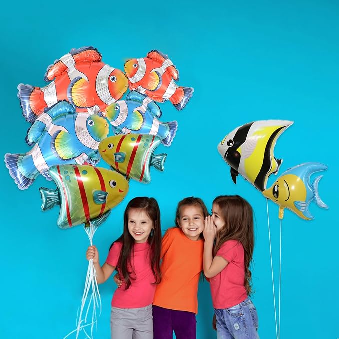 8 Pcs Fish Balloons, Under The Sea Clownfish Tropical Fish Bubble Sea Animal - Image 3