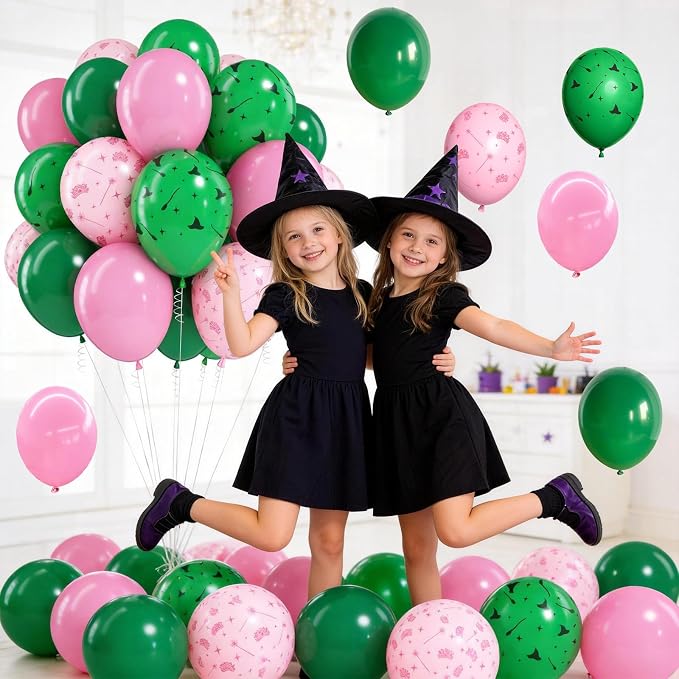 Jobkoo Pink and Green Balloons 12 Inch Dark Green Light Pale Pink Printed - Image 3