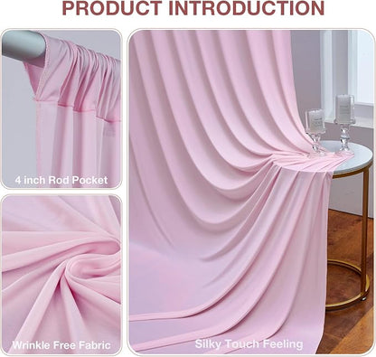 10ftx10ft Wrinkle Free Light Pink Backdrop Curtains - Image 2