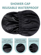 Years calm Reusable Waterproof Shower Caps for Women, Hair Caps for Showers, Double-Layer Elastic Design, for All Hairstyles, Travel-Friendly (black)