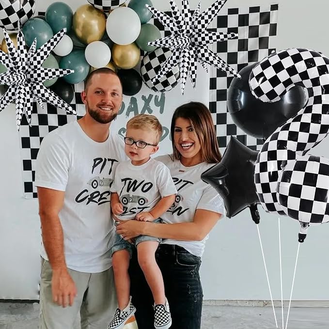 TONIFUL 2nd Birthday Balloons Kit 40 Inch Checkered Number 2 Foil Balloon | - Image 3