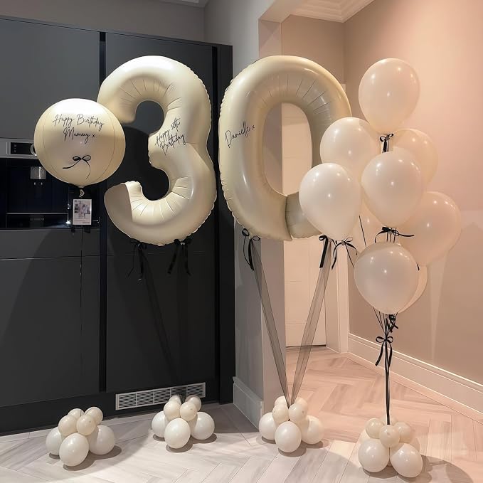 Cream Number 20 Balloons, 40 Inch 20 Balloons Giant Helium Foil Mylar Beige 20 - Image 5