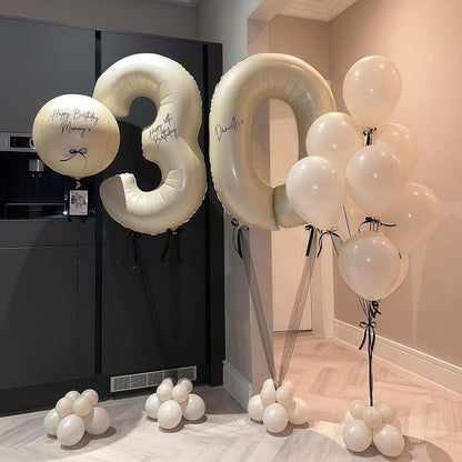 Cream Number 3 Balloons, 40 Inch 3 Balloons Giant Helium Foil Mylar Beige 3 - Image 6