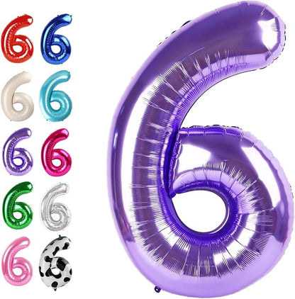 Purple Number 6 Balloon 40 inch, Balloon numbers party supplies, deco photo by Upgesy