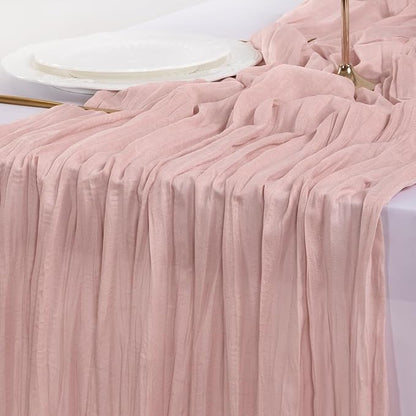Cheesecloth Table Runner Summer Boho Wedding Birthday Party Home Decor | Pink - Image 6