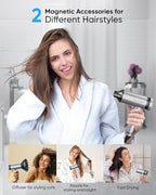 Cosy Companions Hair Dryer - High-Speed 150,000 RPM Hairdryer for Fast Drying, 500Million Negative Ionic & Thermo-Control & Cool Shot Button & HD Display Blow Dryer with Magnetic Diffuser & Nozzle