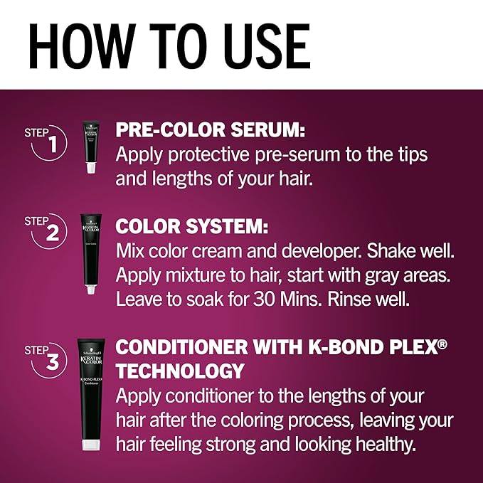 Schwarzkopf Keratin Permanent Hair Dye Cream, 3.11 Deep Dark Blue, Professional Quality Color for Up to 100% Gray Coverage, Bond Enforcing System