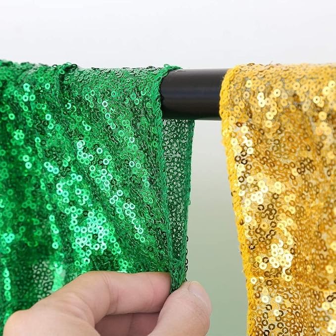 Poise3EHome Green Sequin Backdrop Curtain, 2 Panels 2FTx8FT Glitter Background - Image 4