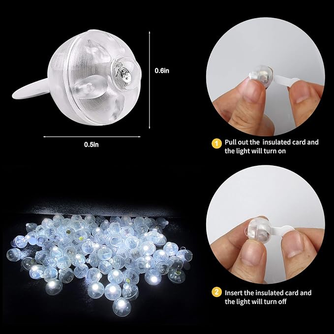 Aogist 100pcs White LED Balloon Light, Tiny Light Mini Round Led Ball Lamp - Image 2