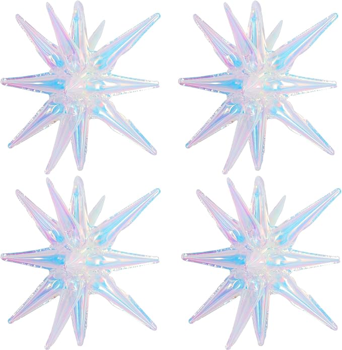 TONIFUL 4 Pcs Explosion Star Balloons Iridescent Foil Balloon Party Decor | 22 by TONIFUL