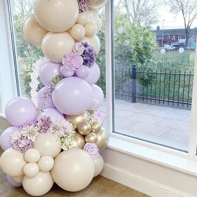 50pcs 12 Inch White Sand Latex Balloons | Premium Boho Nude Cream Beige Balloon - Image 6