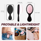 Mini Hair Bursh for Women Men and Kids, Protable Travel Size Hair Brush for Pockets Purse backpack, Mini Detangler Brush for All Hair Types, Small Hair Brush for Detangling(Black&Pink)