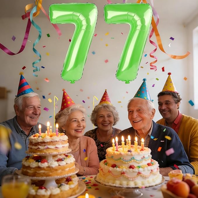 40 Inch Number 77 Balloons for 77th Birthday Party Decorations, 0-100 Fruit - Image 2