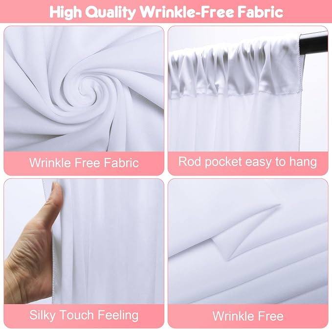 Asee'm White Backdrop Curtains Drapes - Image 3