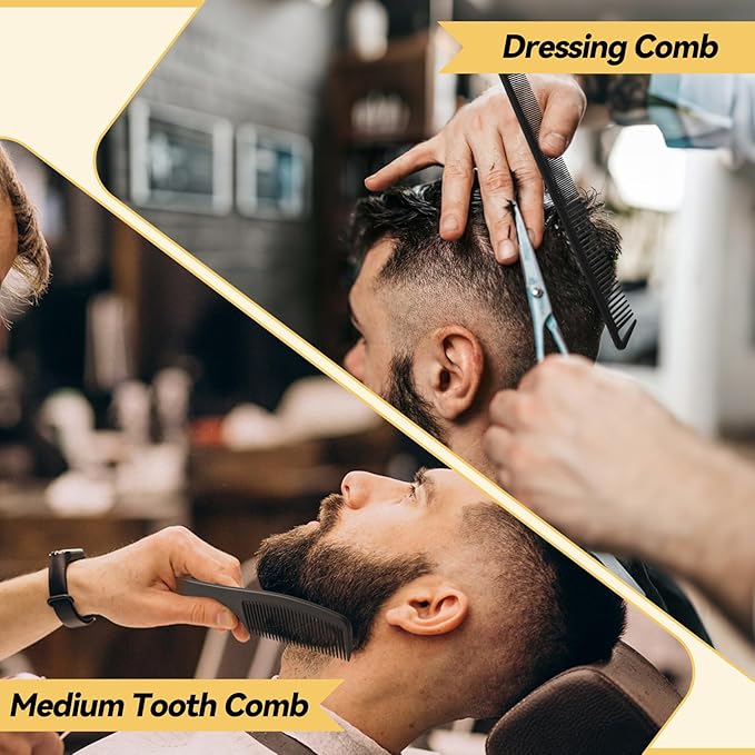 4PCS Combs for Women and Men, Professional Comb Set for Braiding Cutting Barber Styling Curly Parting, Wide Tooth Rat Tail Fine Tooth Hair Combs Kit for All Hair Types