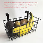 MaraFansie Basket with Hook, Grid Storage Basket, Over the Cabinet Door Organizer, Wire Hanging Basket with Hook Over the Door/Railing, Under Sink Kitchen Cabinet, Pantry, Bathroom, White, 4 Pack