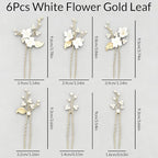 Pearl Bridal Wedding Hair Pins 6Pcs White Flower Gold Leaf Pearls Clips Bridal Hair Accessories for Women Brides Bridesmaid