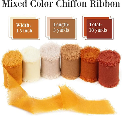 Terracotta Chiffon Ribbon Fall Ribbon 1.5 Inch x 3Yds Burnt - Image 2
