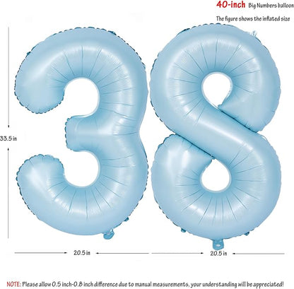 40 In Matte Blue Number Balloons Helium Foil Mylar Balloon Party Digital 38 | - Image 2