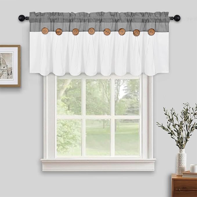 Farmhouse Valance Curtains, Boho Cotton Linen Kitchen Valance, Country Rod - Image 3