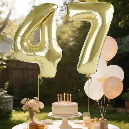 40 Inch Number 47 Balloons for 47th Birthday Party Decorations, 0-100 Champagne - Image 3