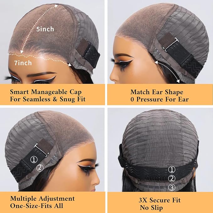 Julia Hair Bye Bye Knots Glueless Wig Curly Pre Cut Lace Front Wigs Human Hair for Women 12A Upgrade 7x5 Lace Closure Wig Pre Plucked with Pre Bleached Knots Put on and Go Natural Color 22 Inch