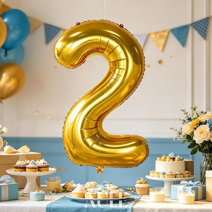 AULE 40 Inch Gold 2 Balloon Number Foil 0-9 Birthday Big Numbers | Birthday - Image 2