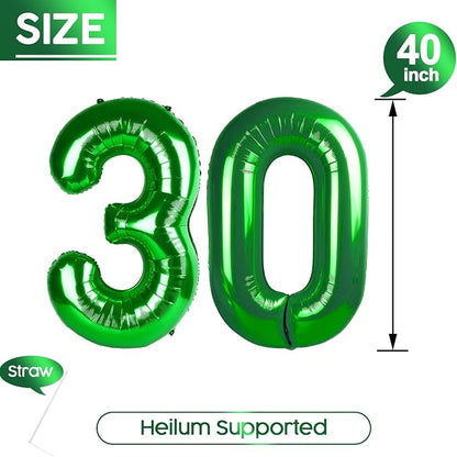 30 Balloon - Green Birthday Number Balloons, 40 Inch Decorations Men Women | - Image 5