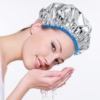 2 Pcs Aluminum Foil Deep Conditioning Hair Cap Reusable Heat Cap For Deep Conditioning Thickened Hair Cap for Oil Treatment Heated Shower Cap Processing Caps for Hair Dye Cap for Home and Salon Use