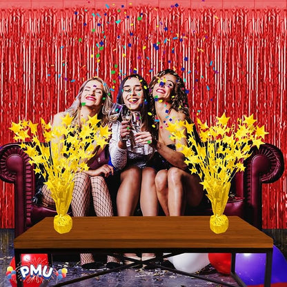 PMU 12 Pack Bursting Star Metallic Foil Spray Centerpiece- Macaron Yellow - Image 3