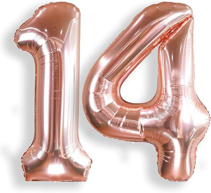 AULE 40 Inch Rose Gold 14 Balloon Number Foil 0-9 Birthday Big Numbers | by AULE