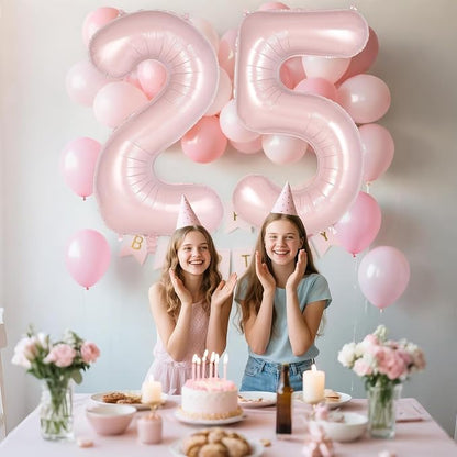 Light Pink Number 25 Balloon, 40 Inch Giant Mylar Number Balloons, Large Foil - Image 3