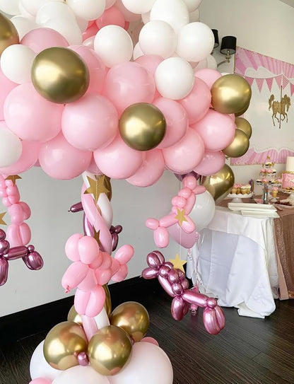Pink and Gold Balloons Set, Confetti Balloons | 50Pcs 12 Inch Pink White Gold - Image 4