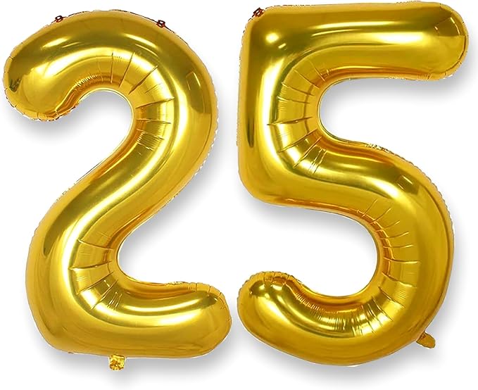 AULE 40 Inch Gold 25 Balloon Number Foil 0-9 Birthday Big Numbers | Birthday by AULE