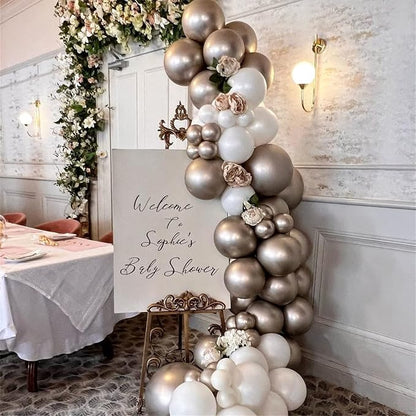 Champagne Gold and White Balloons, Neutral Ivory White Gold Balloons - Image 6