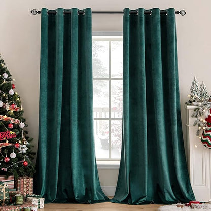 MIULEE Velvet Curtains Christmas Dark Green 52 x 72 Inch Length Set of 2 | by MIULEE