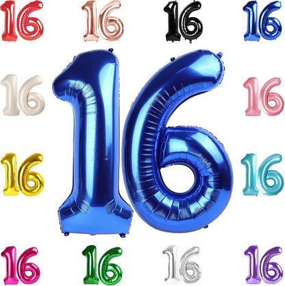 Navy Blue Number 16 Balloon 40 Inch by IWERP