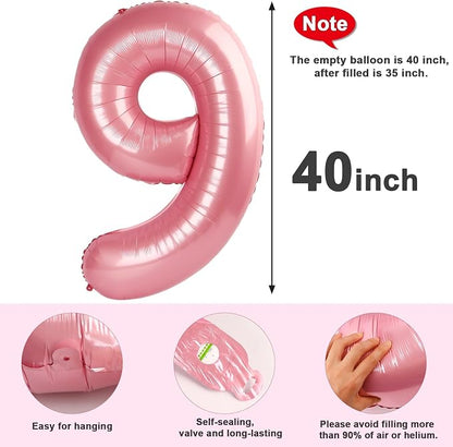 7 Balloon Numbers Party Decorations, 40In Pearl Pink Balloons - Image 5