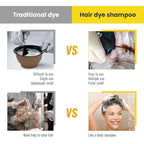 KINGMING Hair Dye Shampoo 3 in 1 for Gray Hair, Hair Color Shampoo for Women Men Grey Hair Coverage