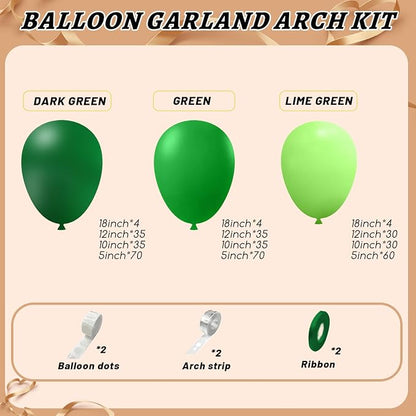 412pcs Green Balloon Garland Arch Kit, 18 12 10 5 inch Different Sizes Balloons - Image 2