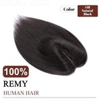SEGO Human Hair Topper for Women, No Bangs Hair Topper with Anti-Slip Clips (12 Inch#1B Natural black)