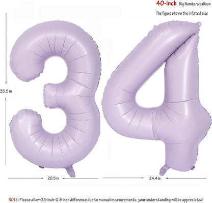 40 In Matte Purple Number Balloons Helium Foil Mylar Balloon Digital 34 | - Image 2