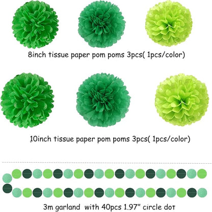 Green Party Decorations Tissue Pom-Poms - Image 2