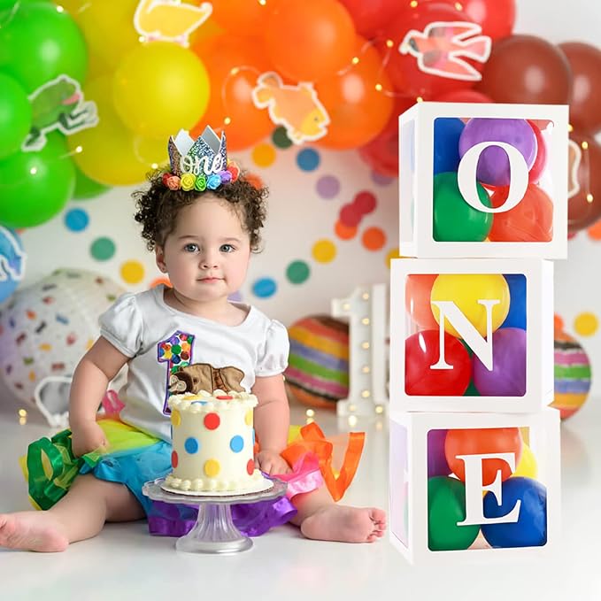 First Birthday Decorations for Boy Girls, ONE Balloon Boxes - Image 6