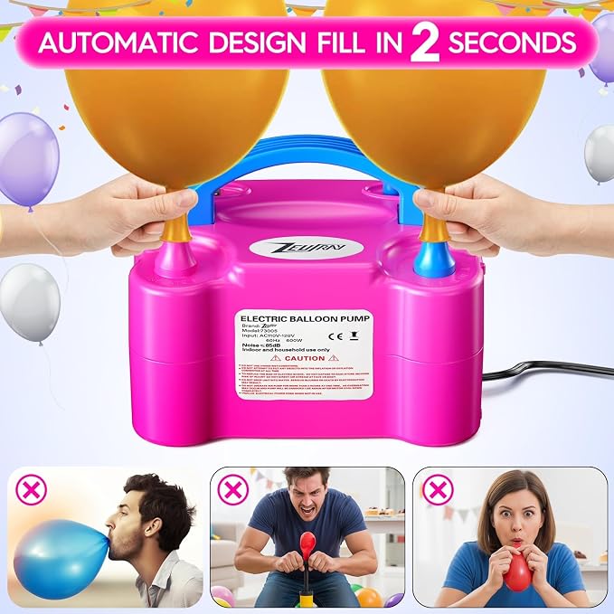 Portable Electric Balloon Pump - 110V 600W Dual Nozzle Balloon Inflator Pump - Image 5