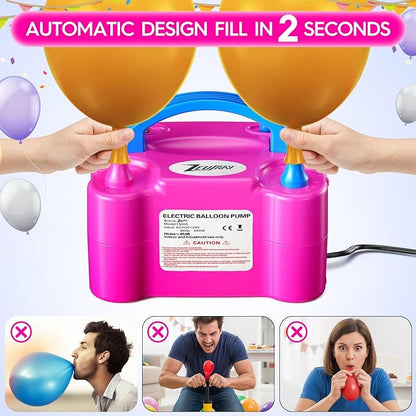 Portable Electric Balloon Pump - 110V 600W Dual Nozzle Balloon Inflator Pump - Image 5