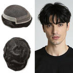 Toupee For Men Swiss Lace Hair System For Mens ToupeeL Human Hair Lace Hair Piece For Mens Toupee Hair Units 8X10#1B Off Black 120% Density